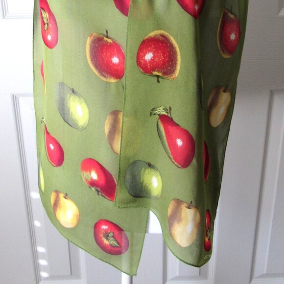 Gorgeous ECHO Scarf Big Red Yellow Green APPLES Silky Teacher Gift Apple - Picture 3 of 8